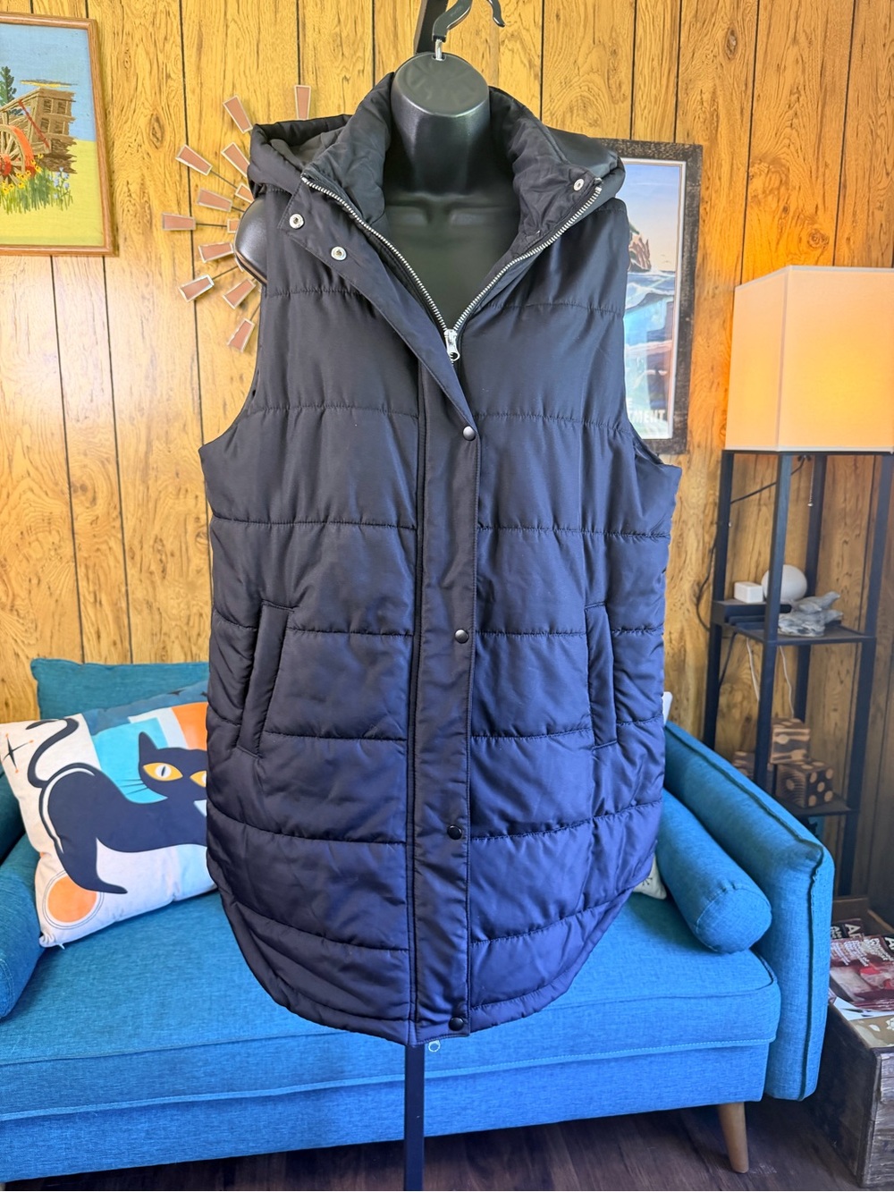 Quilted Hooded Extra Long Vest / Dress